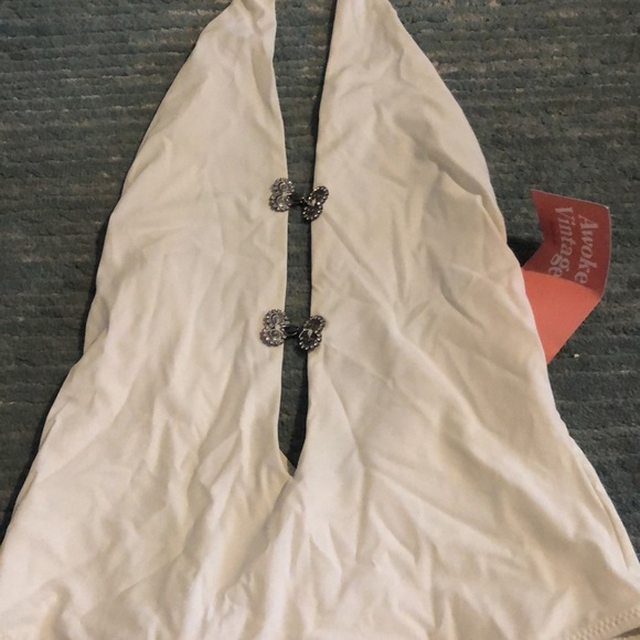 Size S white backless VTG swimsuit with glitter clasp buttons, found in Italy - Picture 4 of 8